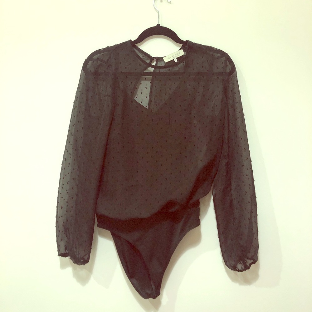 Wayf Black flowy-top Bodysuit with polka dots